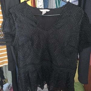 Black peplum style, lace top